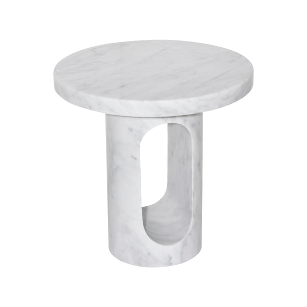 Lilys Laguna Side Table Round Natural White Marble 9133