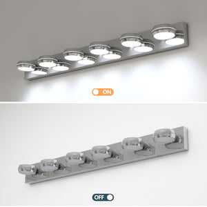English Elm Led Vanity Lights - Modern 6-Light Chrome Bath Fixture With Dimming Control For Bright Mirror Illumination W2312P374937