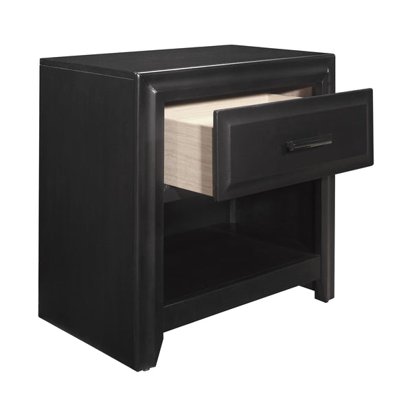 English Elm Modern Cordelia Nightstand Espresso Finish with Drawer & Open Cubby, Black Bar Hardware, 26.5"H B011P222852