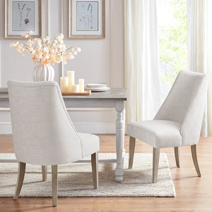 JLA Home Martha Stewart - Upholstered Chenille Dining Chairs Set of 2 — Farmhouse Distressed Wood Legs, Plush Curved Comfort MT108-0154