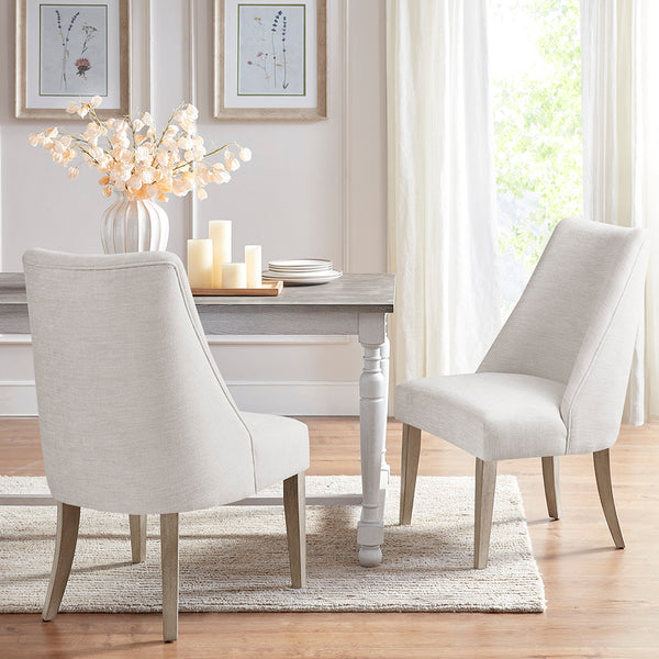 JLA Home Martha Stewart - Upholstered Chenille Dining Chairs Set of 2 — Farmhouse Distressed Wood Legs, Plush Curved Comfort MT108-0154