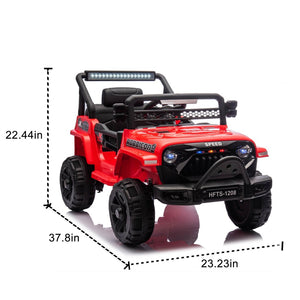 English Elm 12v Kids Electric Ride on Truck with Parental Remote Four Wheel Suspension and Led Lights Red W1578P187461