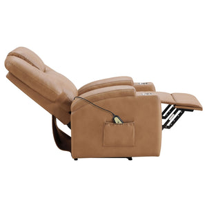 English Elm Macklin Faux Leather Power Lift Recliner with Heat Massage and Storage Pockets Camel B062P466803
