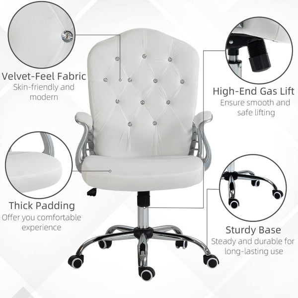 English Elm Vinsetto Elegant Velvet Home Office Chair With Adjustable Height, Swivel Wheels & Stylish Design W2225P217516-GIGA