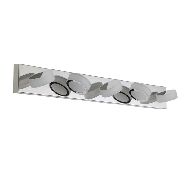 English Elm 37" Modern 5-Light Led Vanity Sconce - Chrome Finish, Dimmable Acrylic Shades For Bright Bathroom Glow W2312P374891
