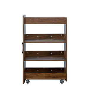 English Elm 70.87" Modern Display Storage Cabinet with 4-Tier Pull-Out Shelves, Dual Glass Doors for Home Walnut W331P295246