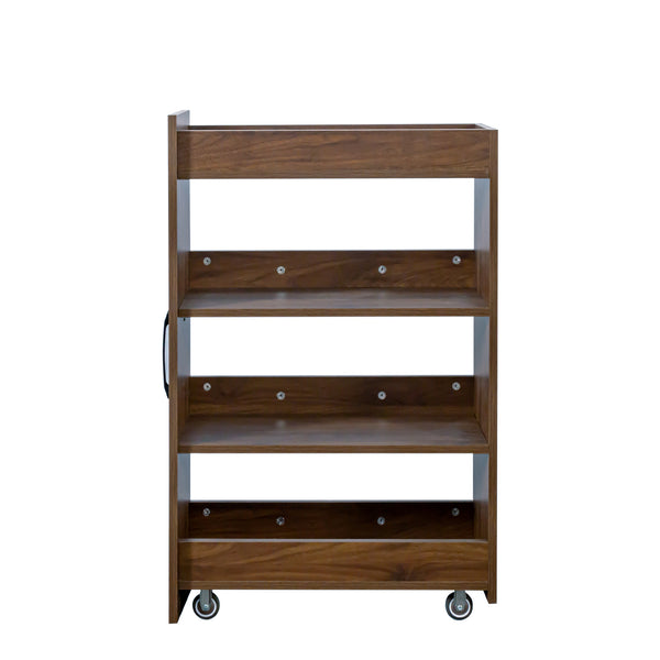 English Elm 70.87" Modern Display Storage Cabinet with 4-Tier Pull-Out Shelves, Dual Glass Doors for Home Walnut W331P295246