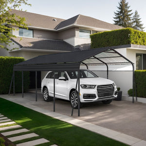 English Elm Metal Carport 12x20 Galvanized Steel Canopy Heavy Duty Outdoor Garage Shelter Kit W1598S00018