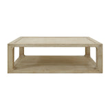 Lilys Milo Rectangular Coffee Table With Rattan Top Weathered Whitewash 9138