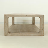 Lilys Milo Rectangular Coffee Table With Rattan Top Weathered Whitewash 9138