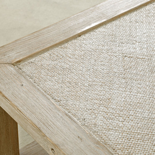 Lilys Milo Rectangular Coffee Table With Rattan Top Weathered Whitewash 9138