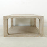 Lilys Milo Rectangular Coffee Table With Rattan Top Weathered Whitewash 9138