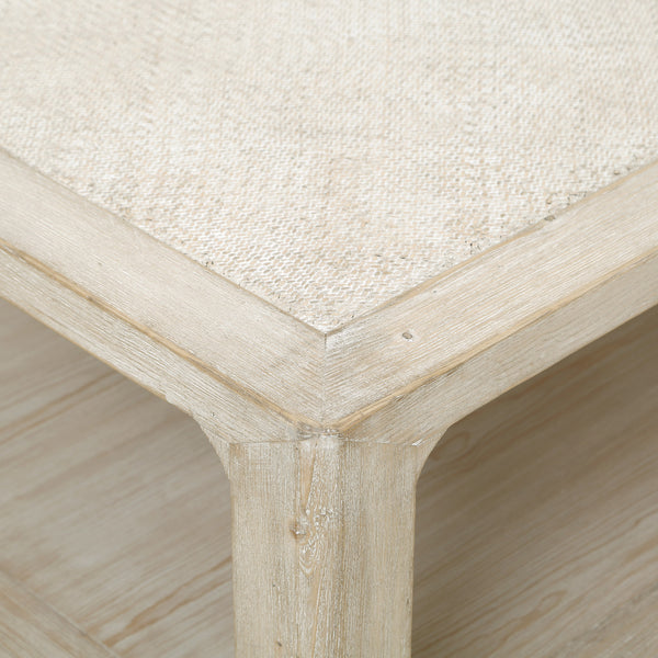 Lilys Milo Rectangular Coffee Table With Rattan Top Weathered Whitewash 9138