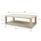 Lilys Milo Rectangular Coffee Table With Rattan Top Weathered Whitewash 9138