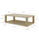 Lilys Milo Rectangular Coffee Table With Rattan Top Weathered Whitewash 9138