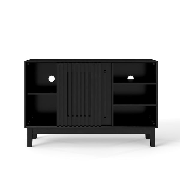 English Elm 47.3" Fluted Farmhouse Sideboard with Solid Wood Feet and Open Shelving for Dining Rooms W1801P428581