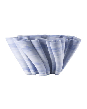 Currey & Company Twirl Blue Bowl - Stunning 3d Printed Porcelain With Unique Twisting Design & Textured Striations Blue Porcelain 1200-1015-currey-company