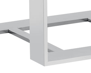 Sunpan DALTON Modern End Table - High-Gloss White Top & Polished Stainless Steel Frame - Stylish & Durable 101649