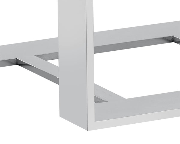 Sunpan DALTON Modern End Table - High-Gloss White Top & Polished Stainless Steel Frame - Stylish & Durable 101649