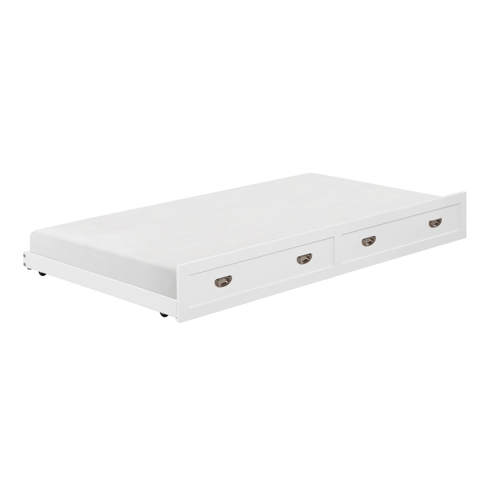 English Elm Gray Engineered Wood Twin Trundle on Casters with Nickel Ring Pulls for Platform Beds White B011P463916