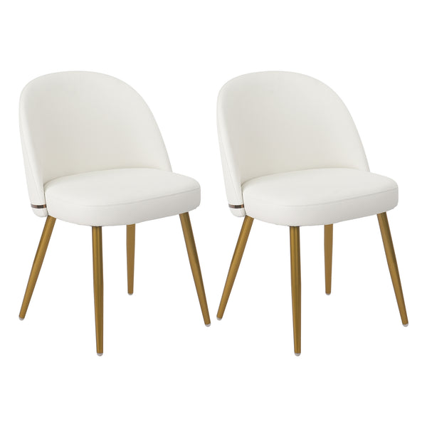 English Elm Hengming Stylish Pu Dining Chairs Set Of 2 With Metal Legs, Gold Accents For Modern Homes & Comfort W212P180126