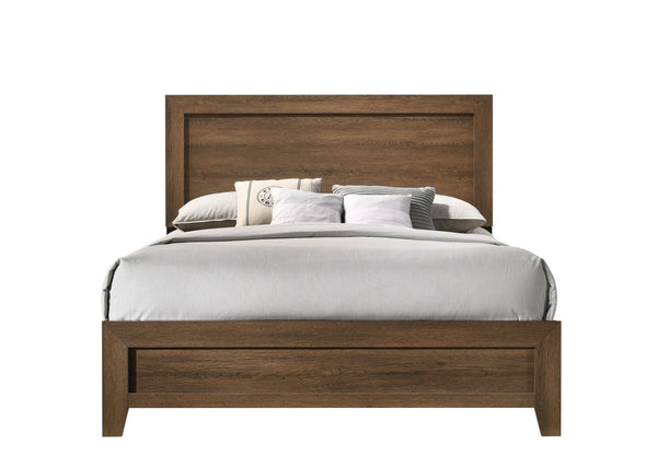 English Elm Oak Eastern King Panel Bed with Elevated Headboard, 12 Slats for Support & Airflow, Tapered Legs B062P208993