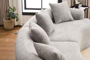 English Elm Curved Boneless Sofa modular 110" sectional with high-density foam & spring core, kid‑friendly curves, no assembly required for easy moving and cozy lounging Grey W2231S00007