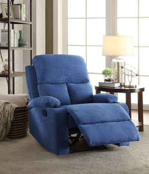 English Elm Rosia Blue Velvet Motion Recliner with Cup Holders, Pocket Coil Seat, Smooth Latch Recline B2726P271757