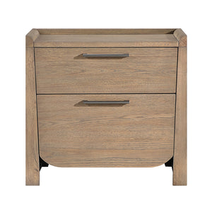 English Elm 1pc Light Brown Hickory Nightstand with Dual Deep Drawers Rustic-Modern Bedroom Storage Accent B011P353109