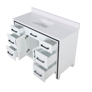 English Elm White Bath Vanity 48" W With Elegant White Quartz Top, Soft-Close Drawers & Ample Storage Options B2731P260600-GIGA