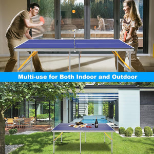 English Elm Double Fish Foldable Mdf Ping Pong Table with Wheels Net Paddles Balls Indoor Outdoor W3087P250979