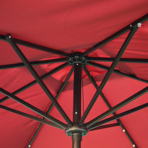 English Elm Outsunny 9' X 7' Solar Umbrella With Led Lights, Tilt & Crank For Ultimate Outdoor Comfort & Style W2225P174255-GIGA