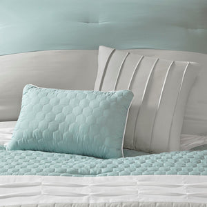 English Elm 8 Tinsley 8-Piece Comforter Set Seafoam Grey Queen — Ultra-Soft Microfiber, Pintuck Quilting, Decorative Pillows and Bedskirt Multicolor 22.05 L x 18.9 W x 13.78 H B03594916