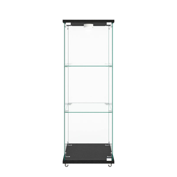 English Elm Modern Glass Display Cabinet With Led Lighting – Sleek, Quick-Assembly Design For Living Rooms & More W241P242906