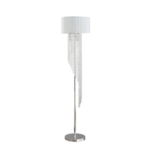 English Elm 65.75"H Sheer White Drum Shade Floor Lamp with Cascade Crystal Raindrops, Chrome Metal Elegance for Living Room Silver+White B072P220160