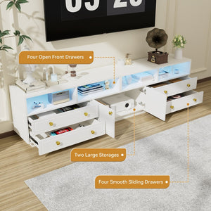 English Elm Tv Stand with Rgb Led Lighting High Gloss Entertainment Center for Large Living Rooms White T3773P416494