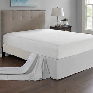 JLA Home Madison Park - Wrap Around Adjustable Bedskirt with 26" Drop, Non-Slip Band, Wrinkle-Resistant Fit for Neat Beds Grey MP11-5366