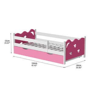 English Elm Kid's Twin Bed Frame Bamboo Mdf Build Star Moon Cutouts White Finish Toddler Bedroom W2992S00007