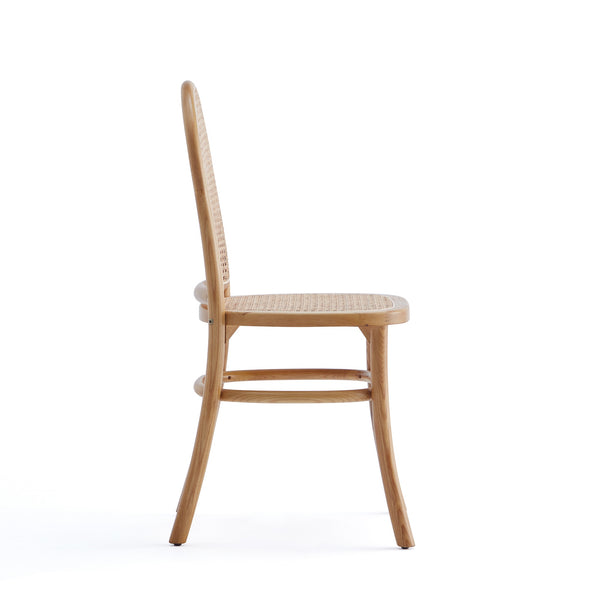 English Elm Paragon Solid Wood Dining Chair with Natural Cane Back, Tall Round Design, Cushioned Seat Included Oatmeal B365P400006