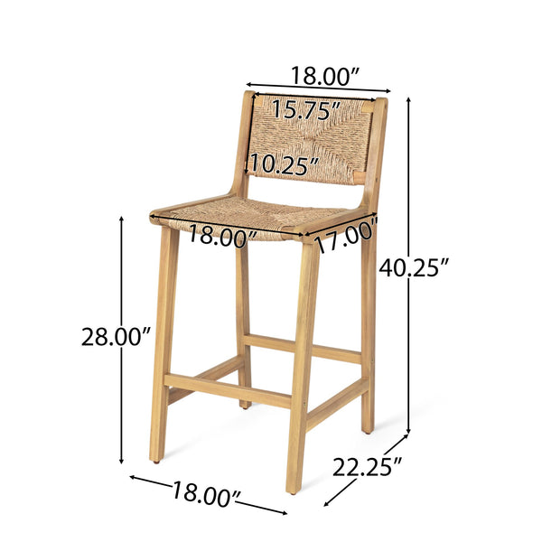 English Elm Christopher Knight Home® - Acacia Wood Outdoor Armless Barstool Set Of 2 - Light Teak Finish For Stylish Patio Seating N772P265278L