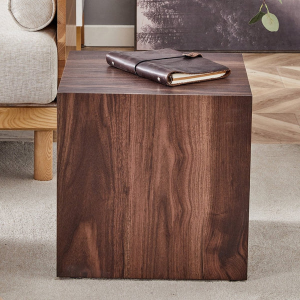 English Elm 16*16*16 Inch Walnut Grain Mdf Cube Side Table Ready to Use Living Room Accent W1151P231617