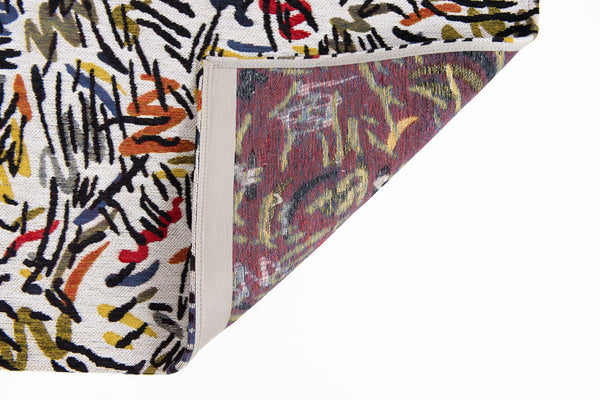 Louis de Pootere Gallery Graffito 100% PET Poly Mechanically Woven Jacquard Flatweave Abstract Rug Street Graph 7'10"