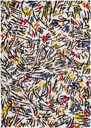 Louis de Pootere Gallery Graffito 100% PET Poly Mechanically Woven Jacquard Flatweave Abstract Rug Street Graph 7'10"