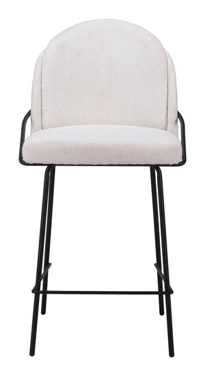 Zuo Modern Jambi Counter Stool Set Of 2 - Luxurious Teddy Fabric With Modern Glamour For Stylish Interiors White 100% Polyester,Plywood,Steel 109967-zuo-modern