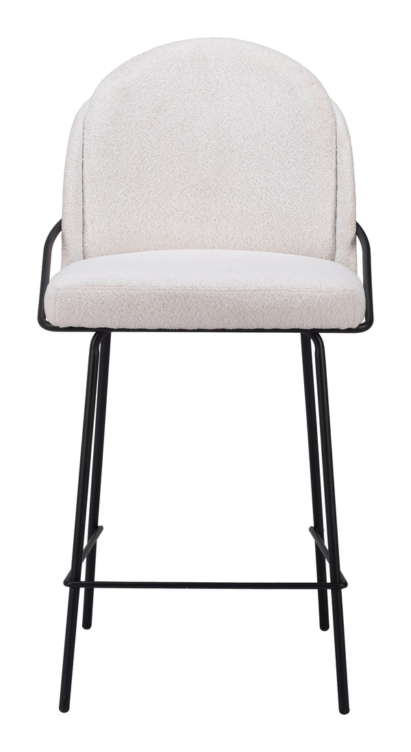 Zuo Modern Jambi Counter Stool Set Of 2 - Luxurious Teddy Fabric With Modern Glamour For Stylish Interiors White 100% Polyester,Plywood,Steel 109967-zuo-modern