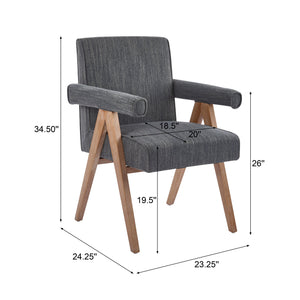 English Elm Christopher Knight Home® - Poppy Fabric Upholstered Dining Armchair with Plush Cushioning and Durable Rubberwood Legs for Style Charcoal 30 L x 27 W x 23 H N776P202652D