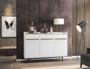 English Elm Bradley 54" Sideboard with Soft-Close Doors, Dip-Style Top, Concealed Shelves for Media Storage White B365P398260