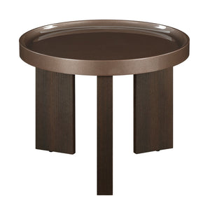 English Elm Lakita Two-tone Smoked Oak End Table with Glossy Veneer Top for Modern Living B2726P442584