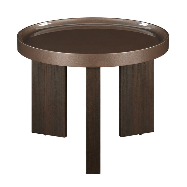 English Elm Lakita Two-tone Smoked Oak End Table with Glossy Veneer Top for Modern Living B2726P442584