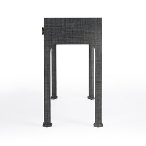 Butler Specialty Chatham Raffia Console Table – Elegant Woven Design With Brass Pulls For Stylish Home Decor Enhancement Charcoal Gmelina Arborea Wood,Mdf,Maple Veneer,Raffia,Aluminum 9146420-butler